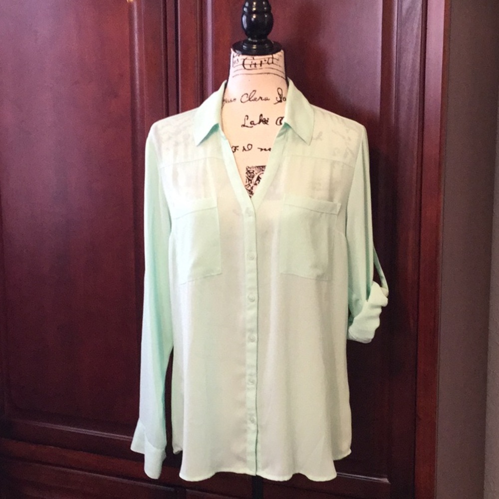 Express Portofino mint green blouse